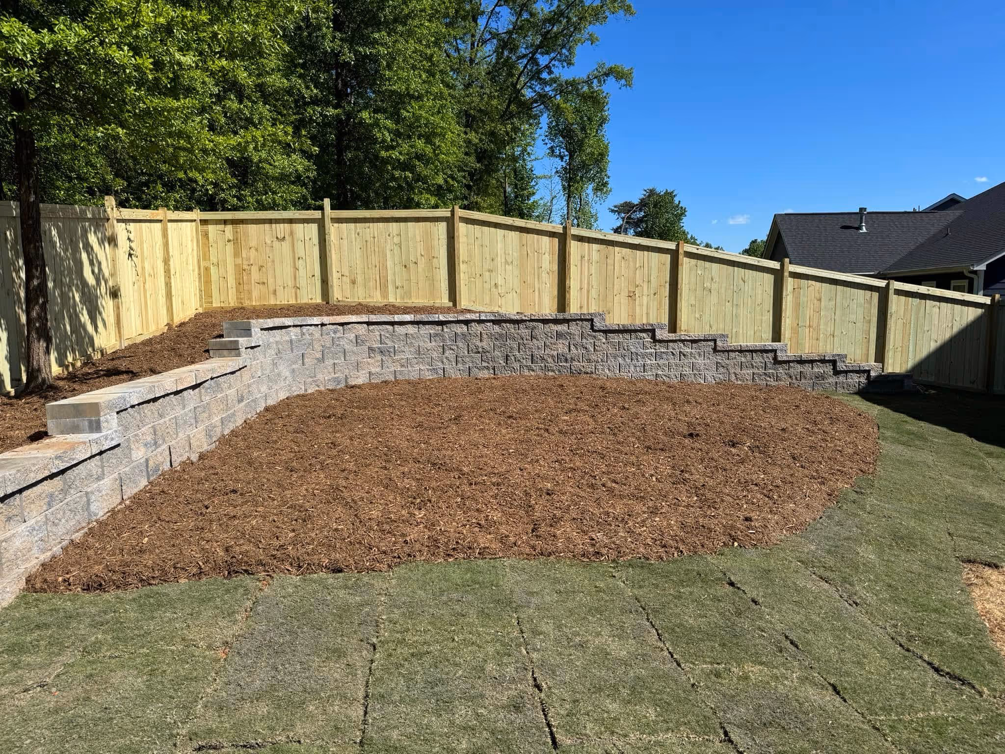 Backyard with new fence