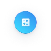 Blue circular button with a white calculator icon showing addition, subtraction, multiplication, and division symbols.