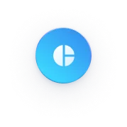 Blue circular icon with a white pie chart symbol inside, indicating data visualization.