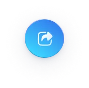 Blue circular button with a white share icon and glowing effect.