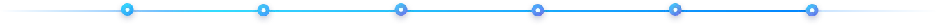 Horizontal line with evenly spaced glowing blue dots connected by blurred blue lines on a dark background.