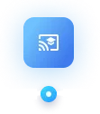 Blue square icon with a white RSS feed symbol inside.