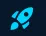 White rocket icon on a dark blue background.