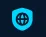 Blue shield icon with a globe symbol in the center.