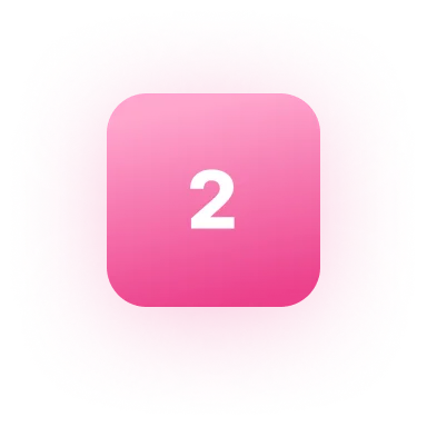Pink square button with rounded corners displaying the number 2 in white.