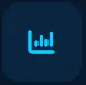 Blue bar chart icon on dark rounded square background.