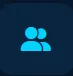 Icon of three blue user silhouettes on a dark rounded square background.