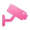 Pink security camera icon angled downward.