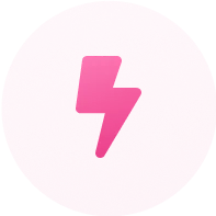 Pink circular icon with a lightning bolt symbol in the center.