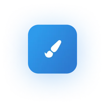 Paintbrush icon on a blue rounded square background.