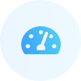 Blue circular icon with a white speedometer or gauge symbol in the center.