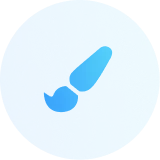Blue circular icon with a checkmark inside.