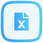 Blue icon of a spreadsheet document with an 'X' symbol, representing an Excel file.