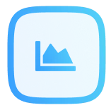 Blue rounded square icon with a faint white bar chart symbol inside.