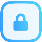 Blue square icon with rounded corners featuring a padlock symbol in the center.