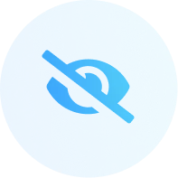 Blue circular icon with a crossed-out eye symbol indicating invisibility or hidden content.