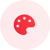 Red circular icon with a stylized eagle head facing right.