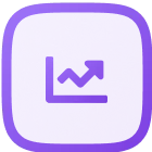 Icon showing a simple line graph with three points on a purple rounded square background.