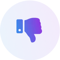 Blue and purple gradient circle containing a thumbs down icon.