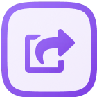 Purple rounded square icon with an overlapping folder and upward arrow symbol.