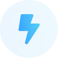 Blue circular icon with a lightning bolt symbol in the center.