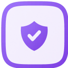 Purple rounded square icon with a shield symbol in the center.