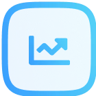 Blue rounded square icon with an upward trending arrow inside.