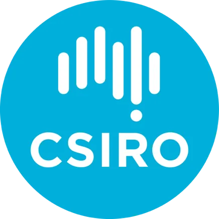 CSIRO logo with white stylized bars above the letters on a blue circular background.