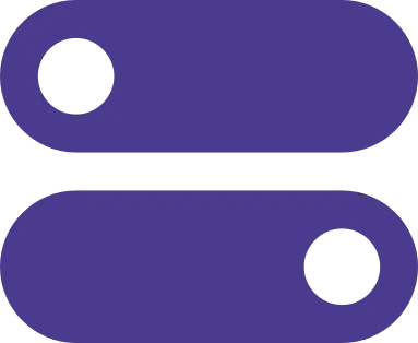 Minimalist icon with two horizontal purple bars, each containing a circle on opposite ends.