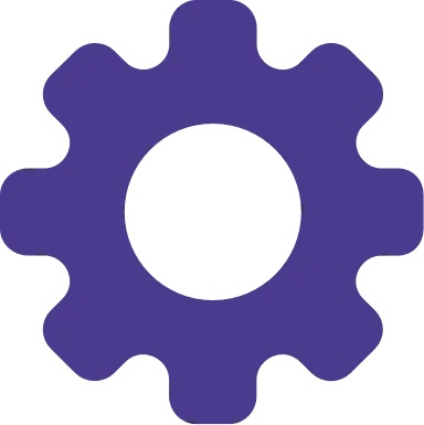 Purple gear icon representing settings or configuration.