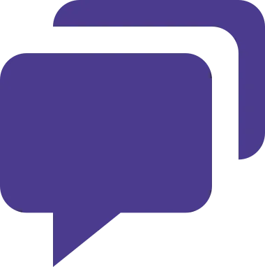 Icon of two overlapping speech bubbles representing conversation or messaging.
