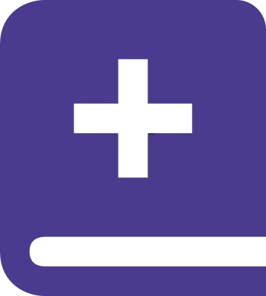 Black plus symbol above a horizontal line on a purple rounded square background.