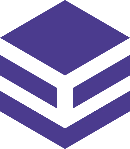 Three-layered purple cube stacked with gaps between each layer.