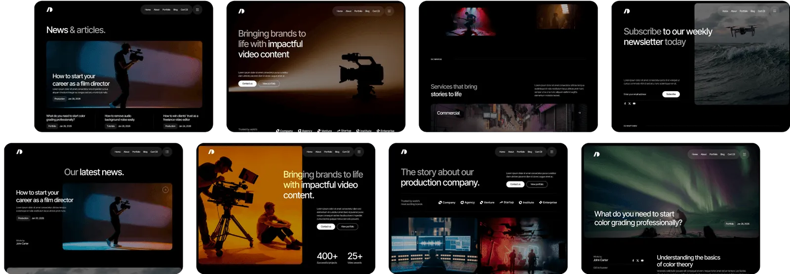 Cinemaflow - Template Pages - Ultimate Video Agency Webflow Template