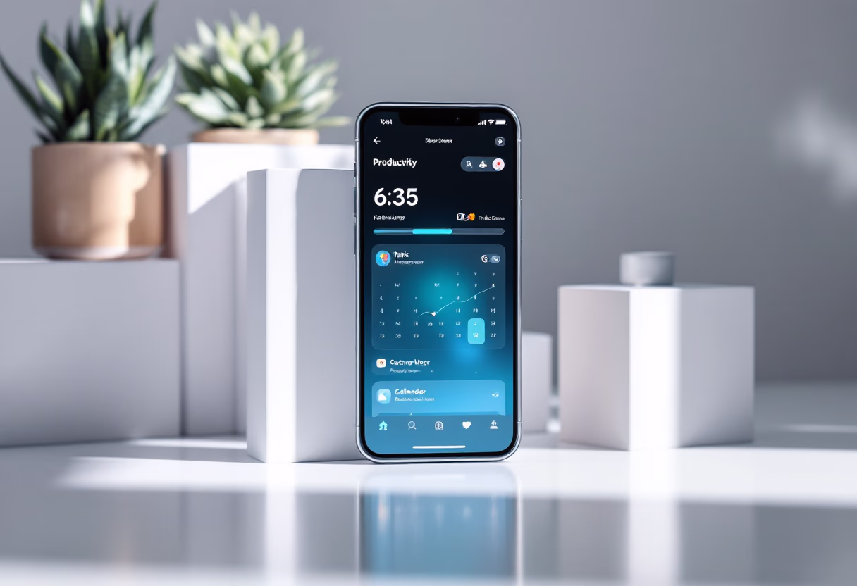 [digital project] image of a mobile device with a productivity app (for a productivity tools business)