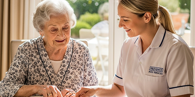 Accompagnement d'une personne âgée atteinte d'une maladie neurodégénérative à domicile dans le Var par Provence Aide Services.