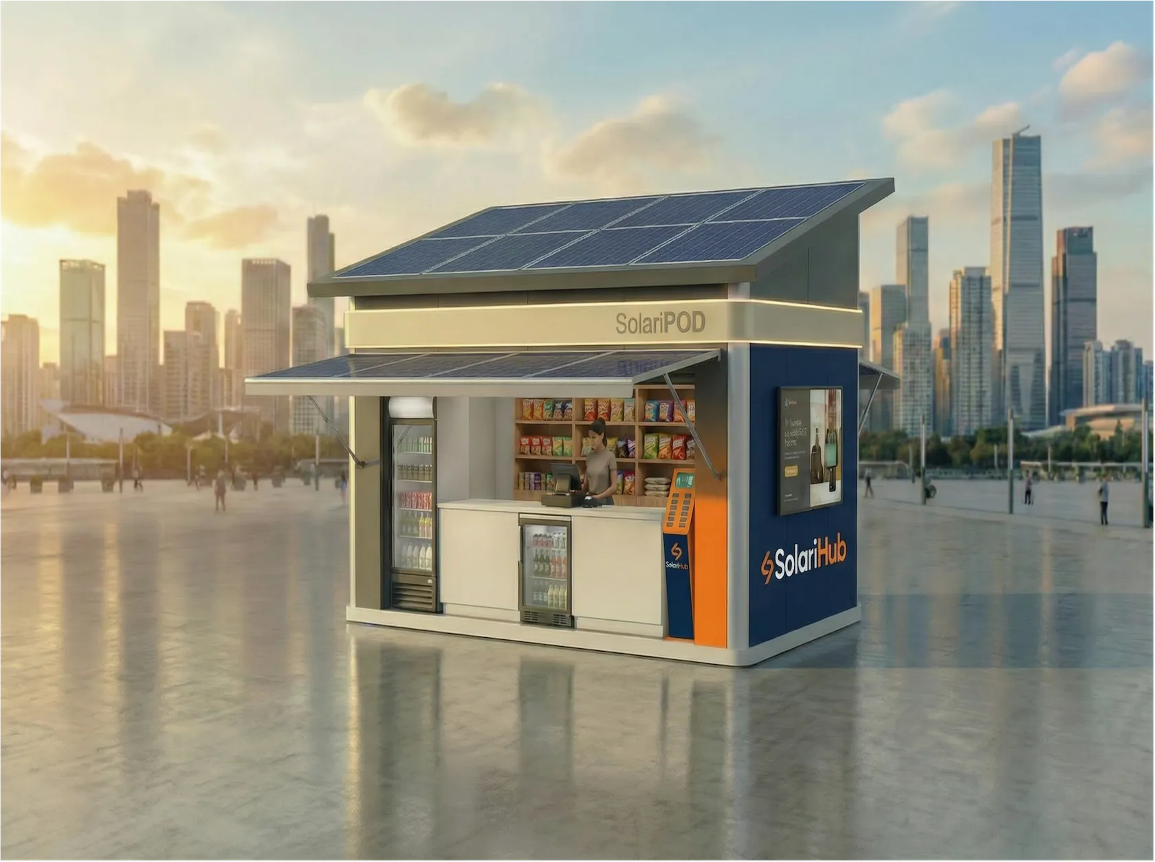SolariPOD integrated solar-powered retail kiosk