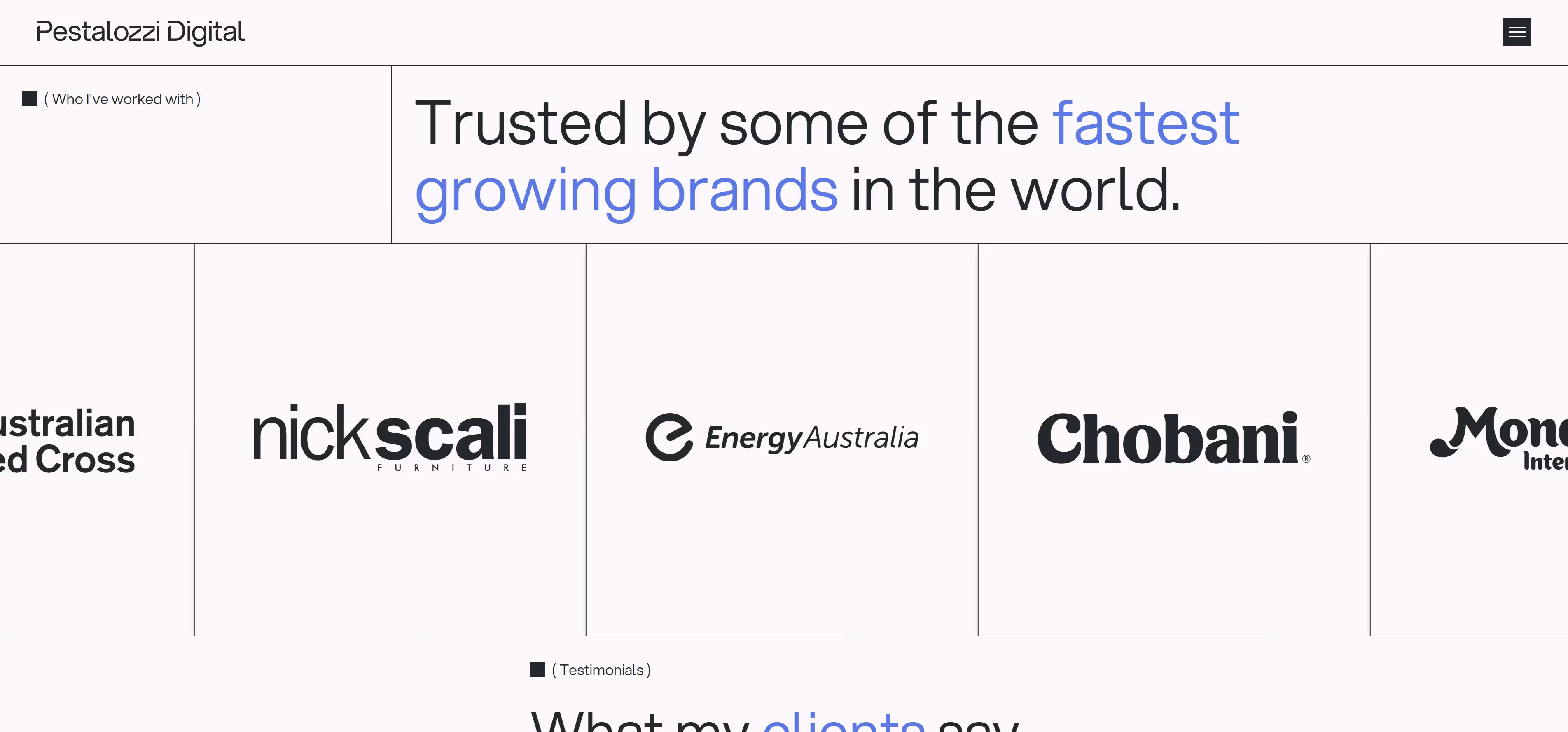 Logos of brands including Nick Scali, Energy Australia, and Chobani under trusted brands statement.