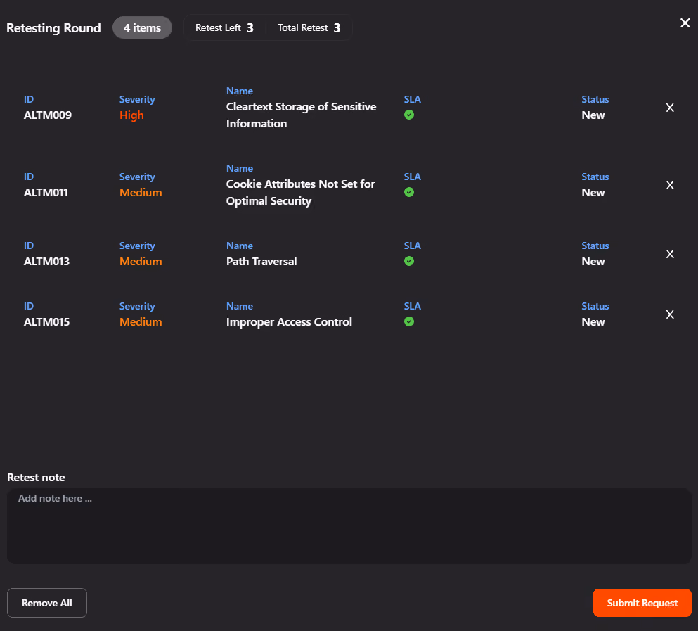 Software Secured retesting portal