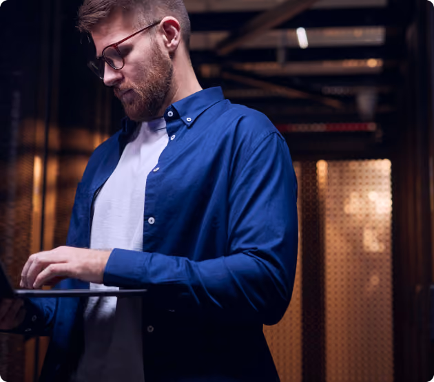 Security professional reviewing penetration test results on tablet