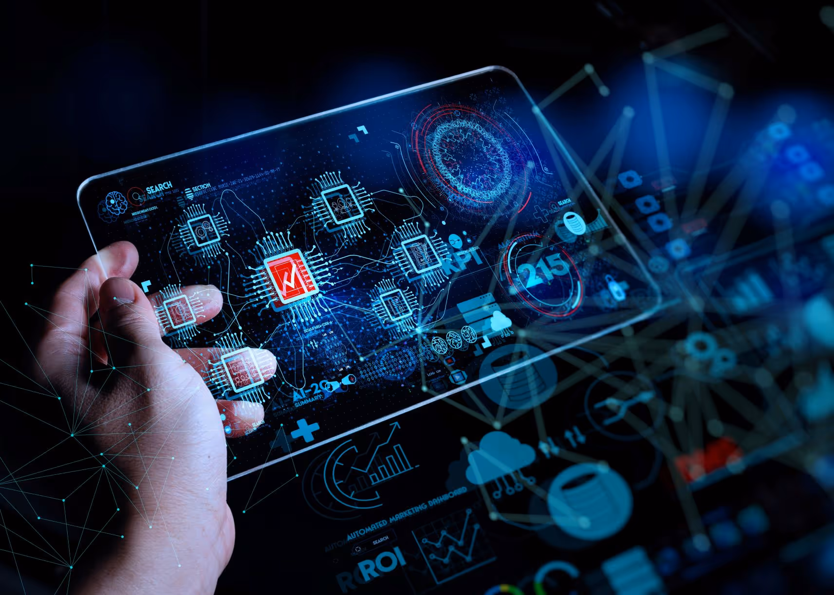 image of a person analyzing data charts (for a social media and communication)