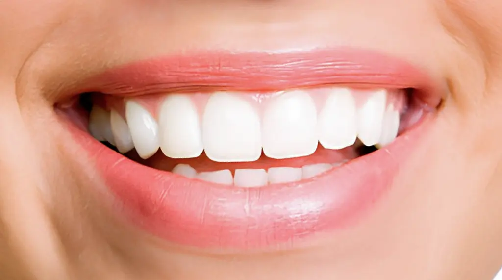 mouth smiling showing white straight teeth