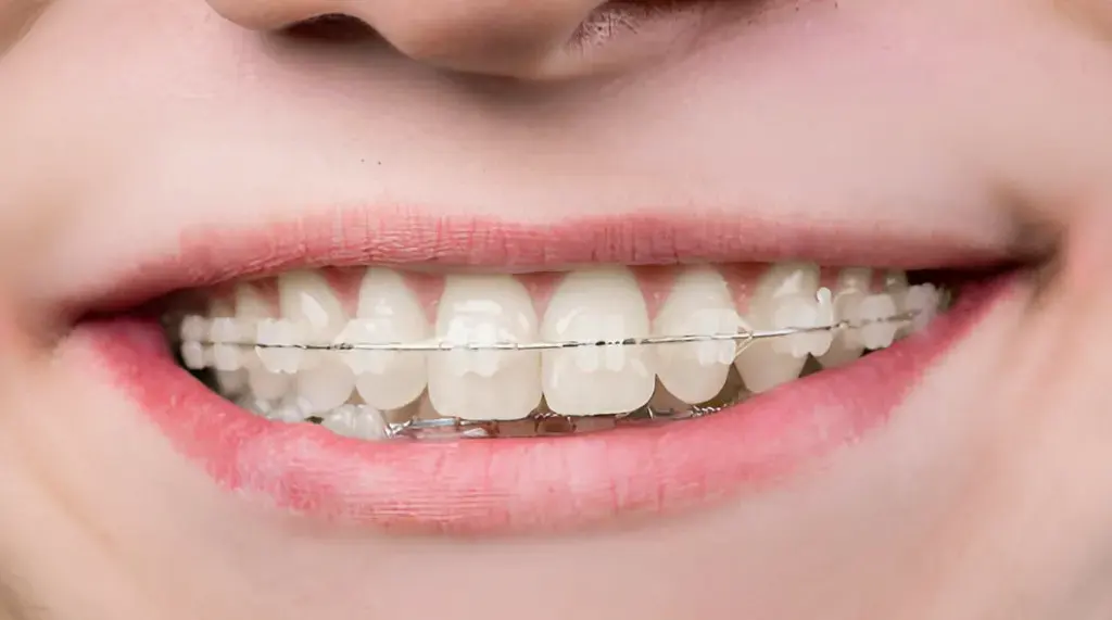 smile showing clear ceramic braces