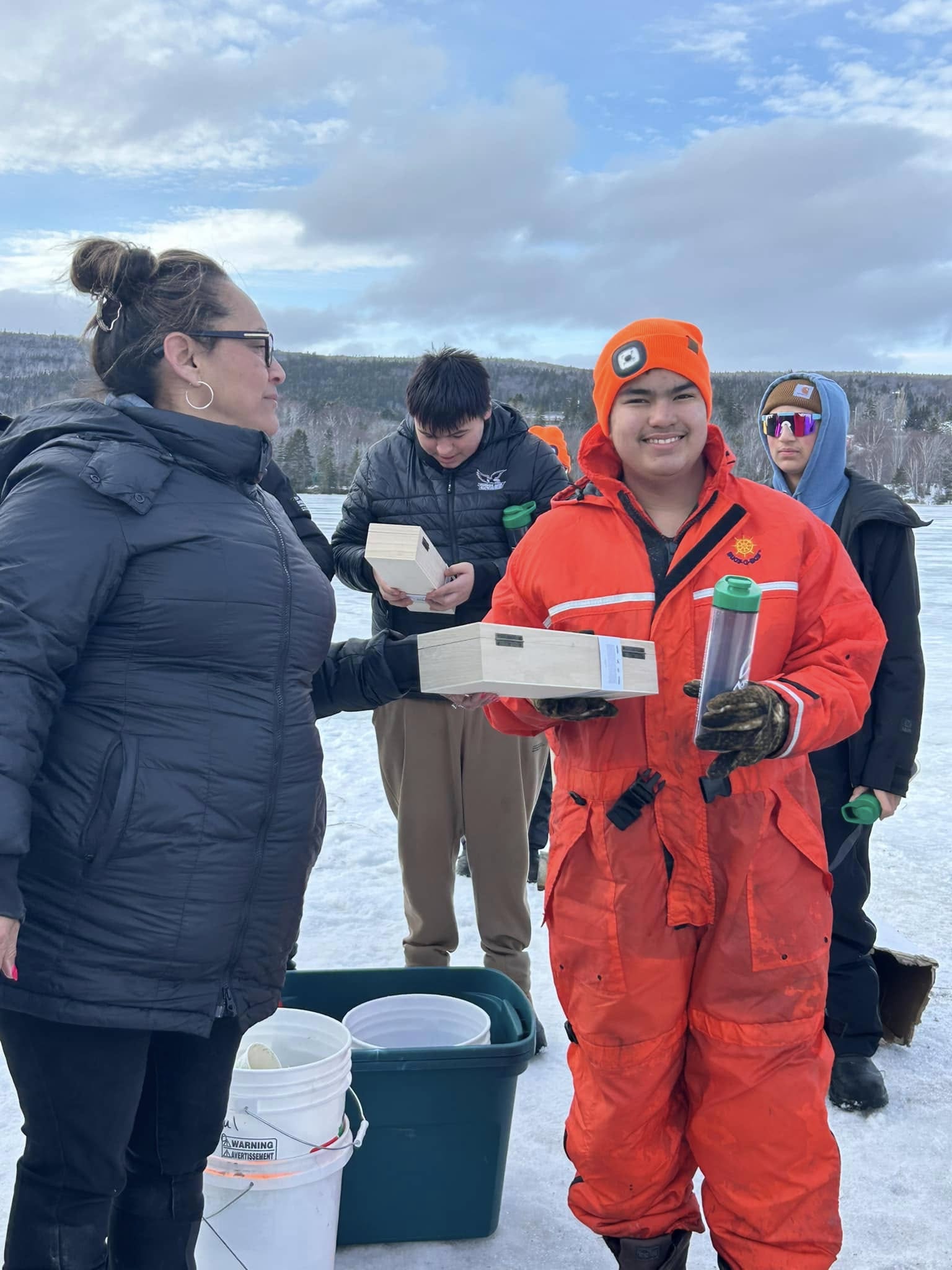 Ice fishing in Eskasoni First Nation