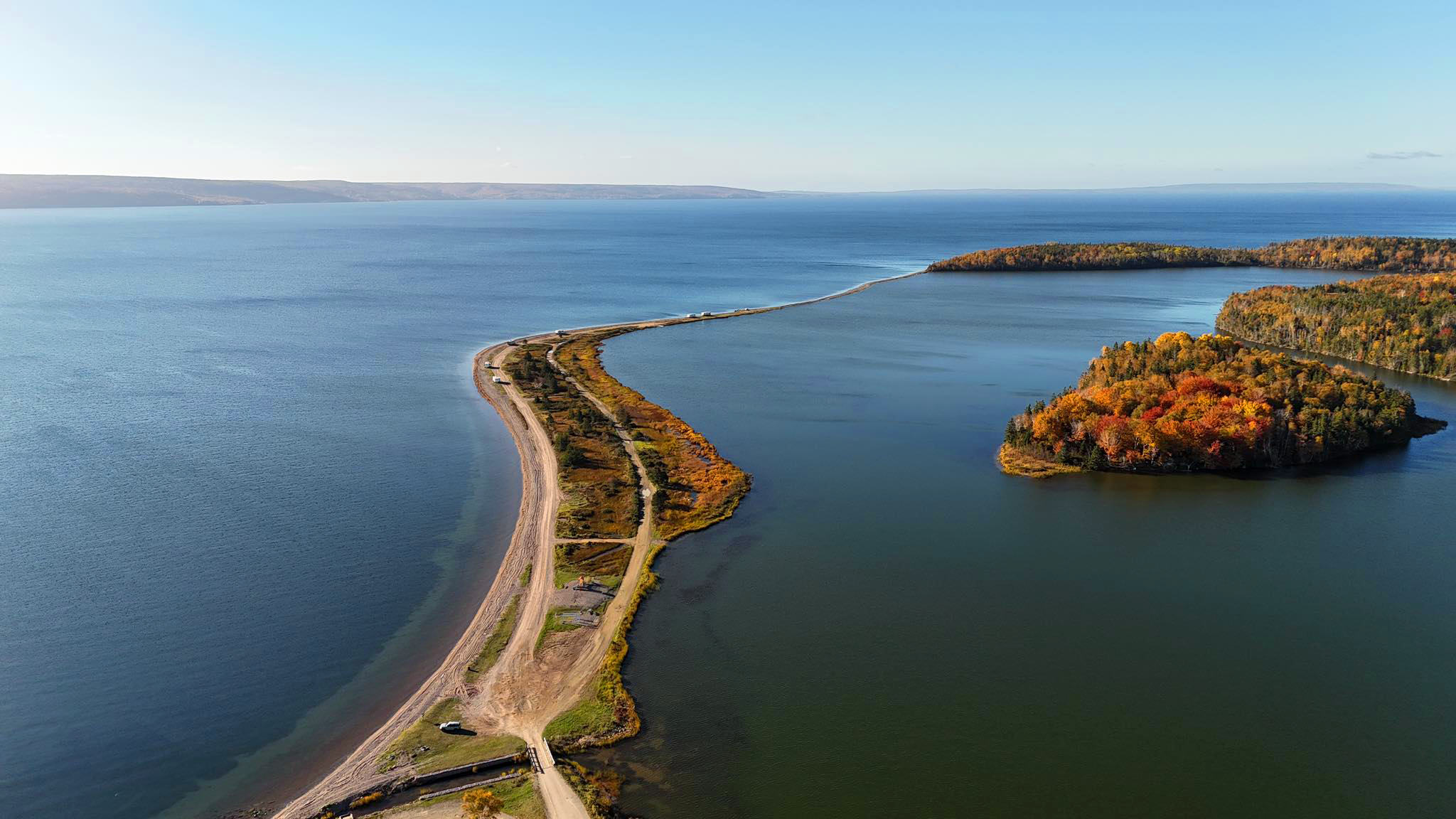 Drone photo of Eskasoni and Bras d'Or Lake.
