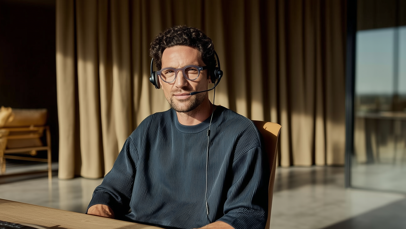 Business-Professional mit Headset im modernen Büro – Symbolbild für Beratungsgespräch und strategische IT-Projektplanung.