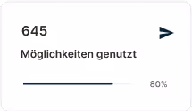 Zahl 645 mit Text Möglichkeiten genutzt und einem Fortschrittsbalken, der 80 Prozent anzeigt.