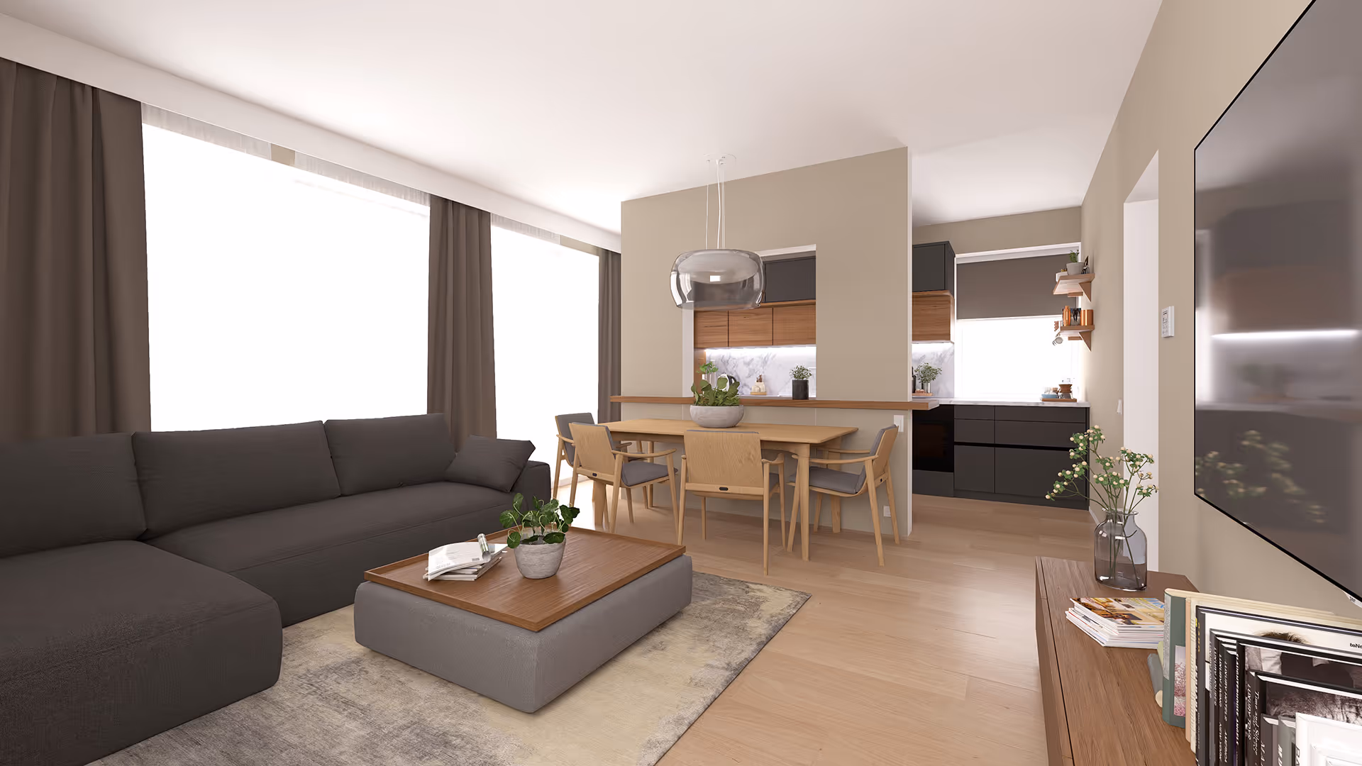 living room in a new house in Lapmezciema Krasti