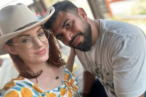 A couple taking a selfie