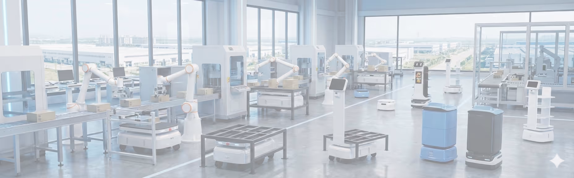 This shows cobots and amr autonomous mobile robots that TMC Robotics distributes and technically supports